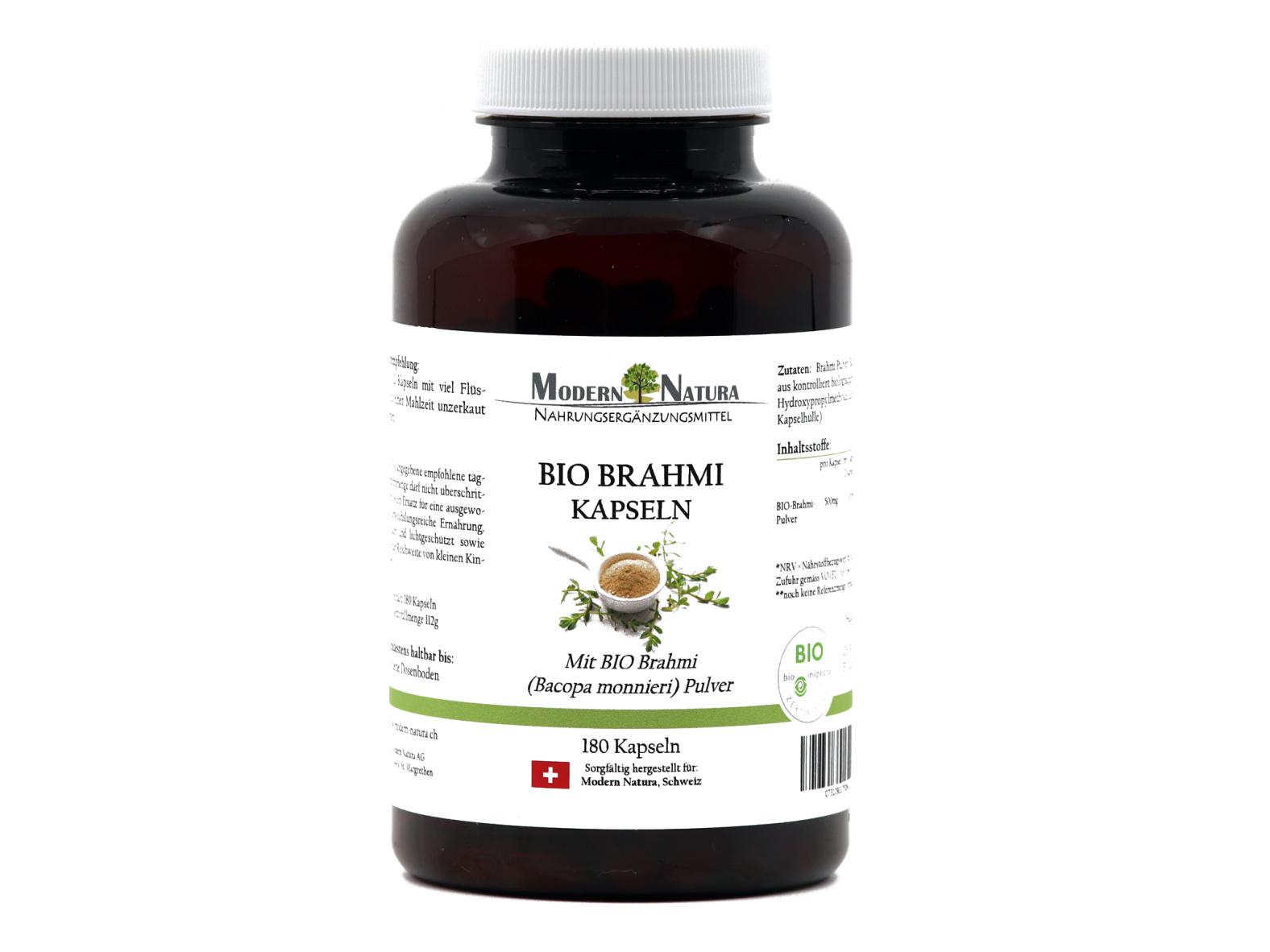 BIO Brahmi - Bacopa monnieri (1x 180 Kapseln) Vegan & Glutenfrei - Mit reinem Brahmi Pulver