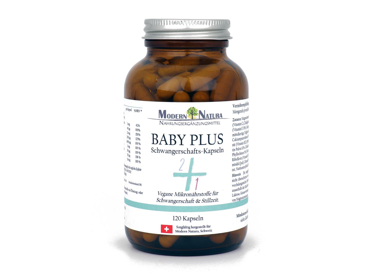 Baby Plus - Schwangerschafts Kapseln (90 Stück im Glas) Ideal für schwangere, stillende oder eine Schwangerschaft planende Frauen