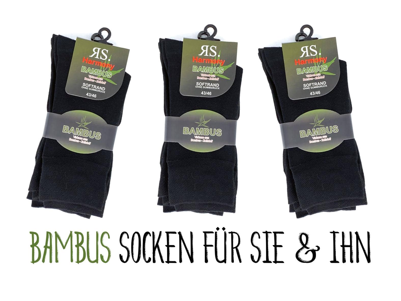 Bambus Komfort Socken (8 Paar) - Unisex - Schwarz -  Ohne einschneidenden Gummibund