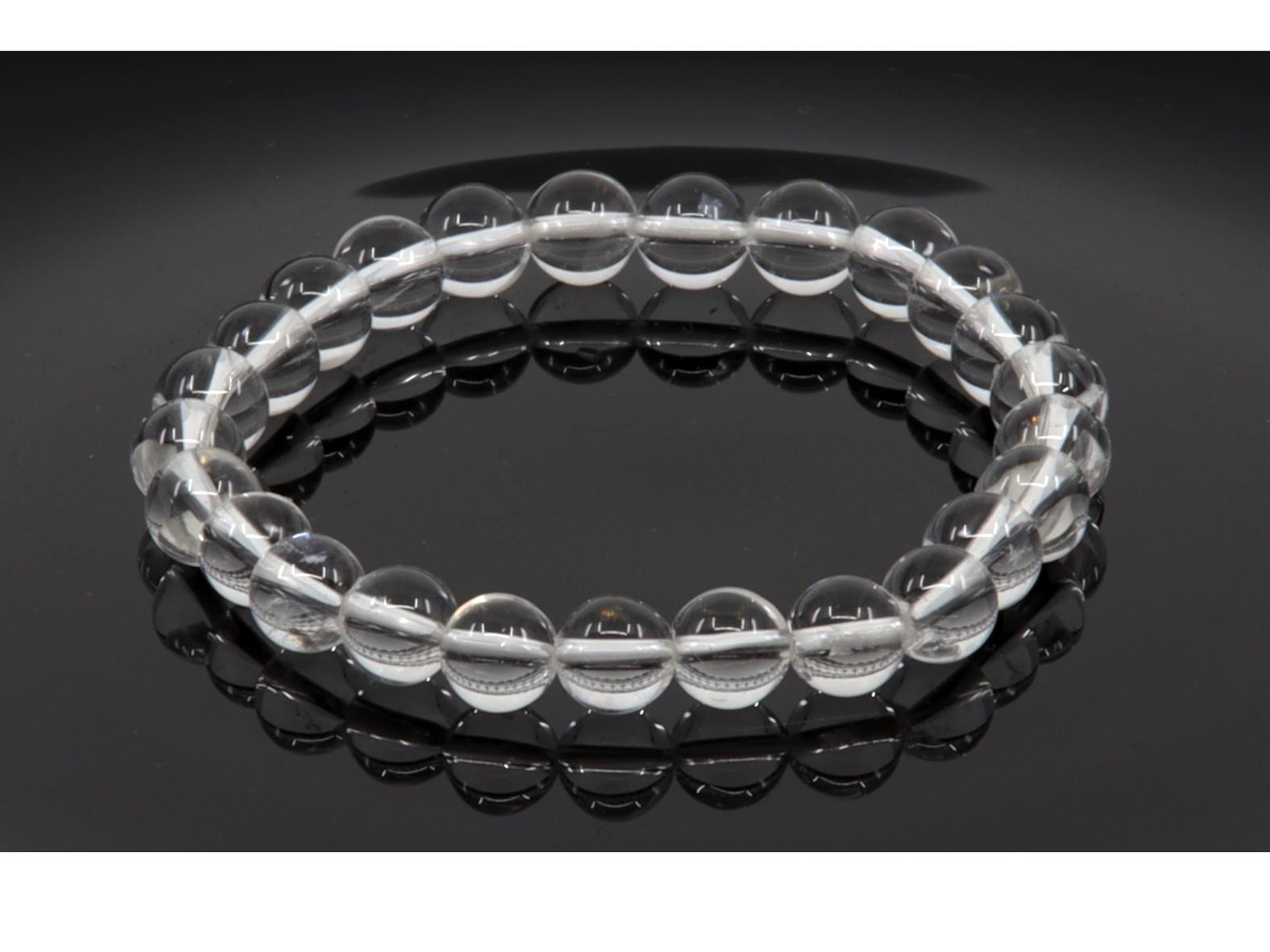 Bergkristall Edelstein / Heilstein Armband - ca.8 mm Bergkristall Kugeln - Unisex