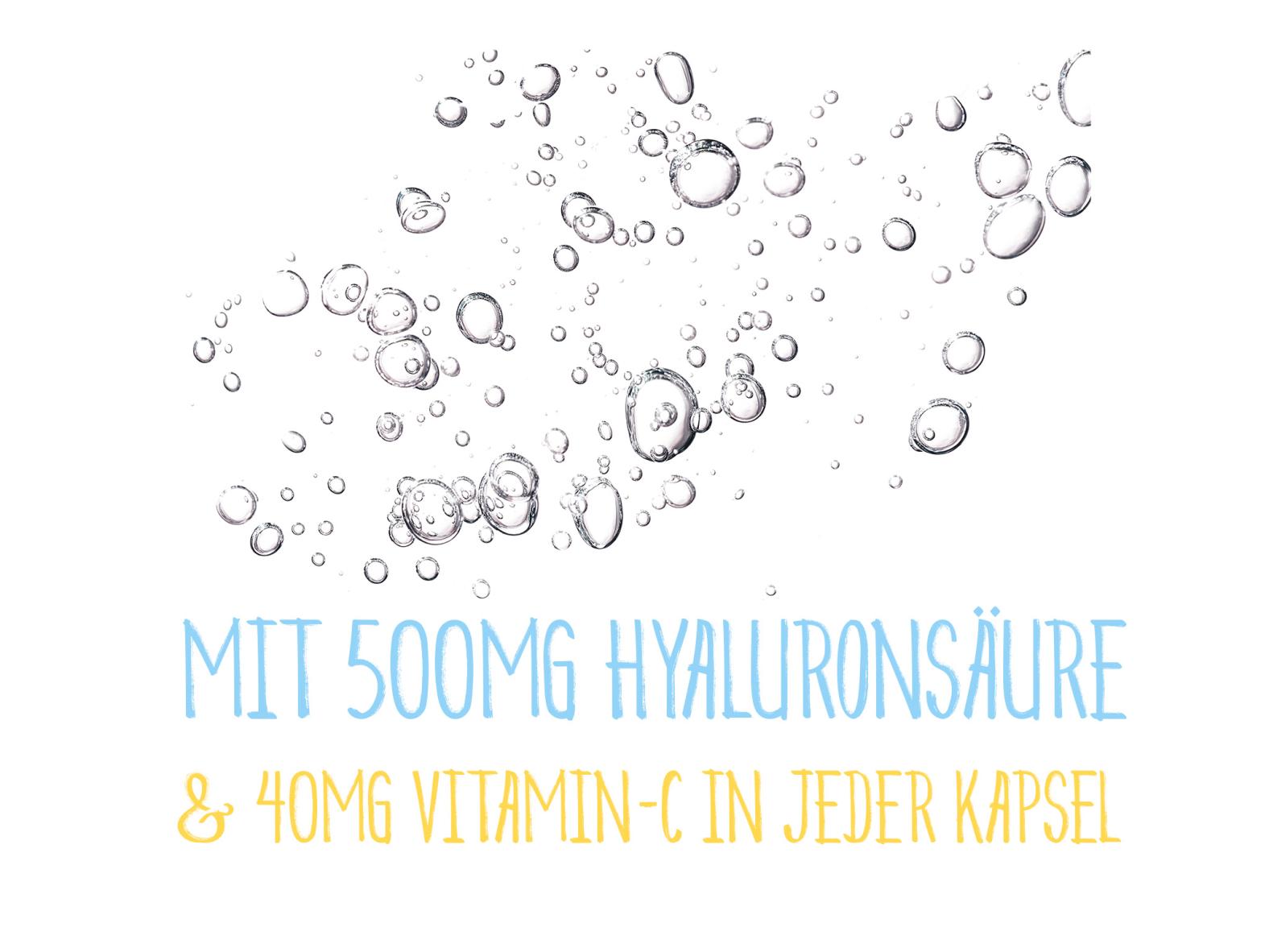 Hyaluronsäure Kapseln + Vitamin C (90 Kapseln) Mit 500mg Hyaluronsäure in jeder Kapsel