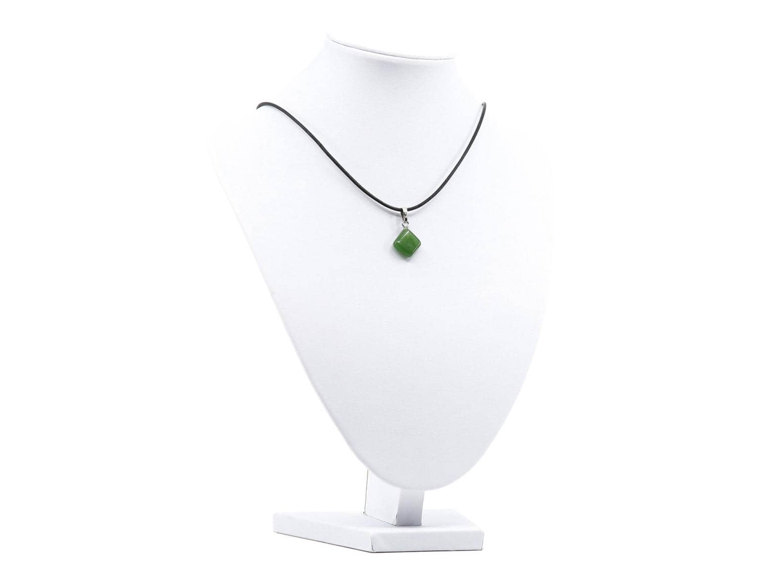Jade/Nephrit Edelstein / Heilstein Anhänger mit 925er Silberöse - inkl. 1m Leder- oder Kunstleder Halskette (Schmuckstein)