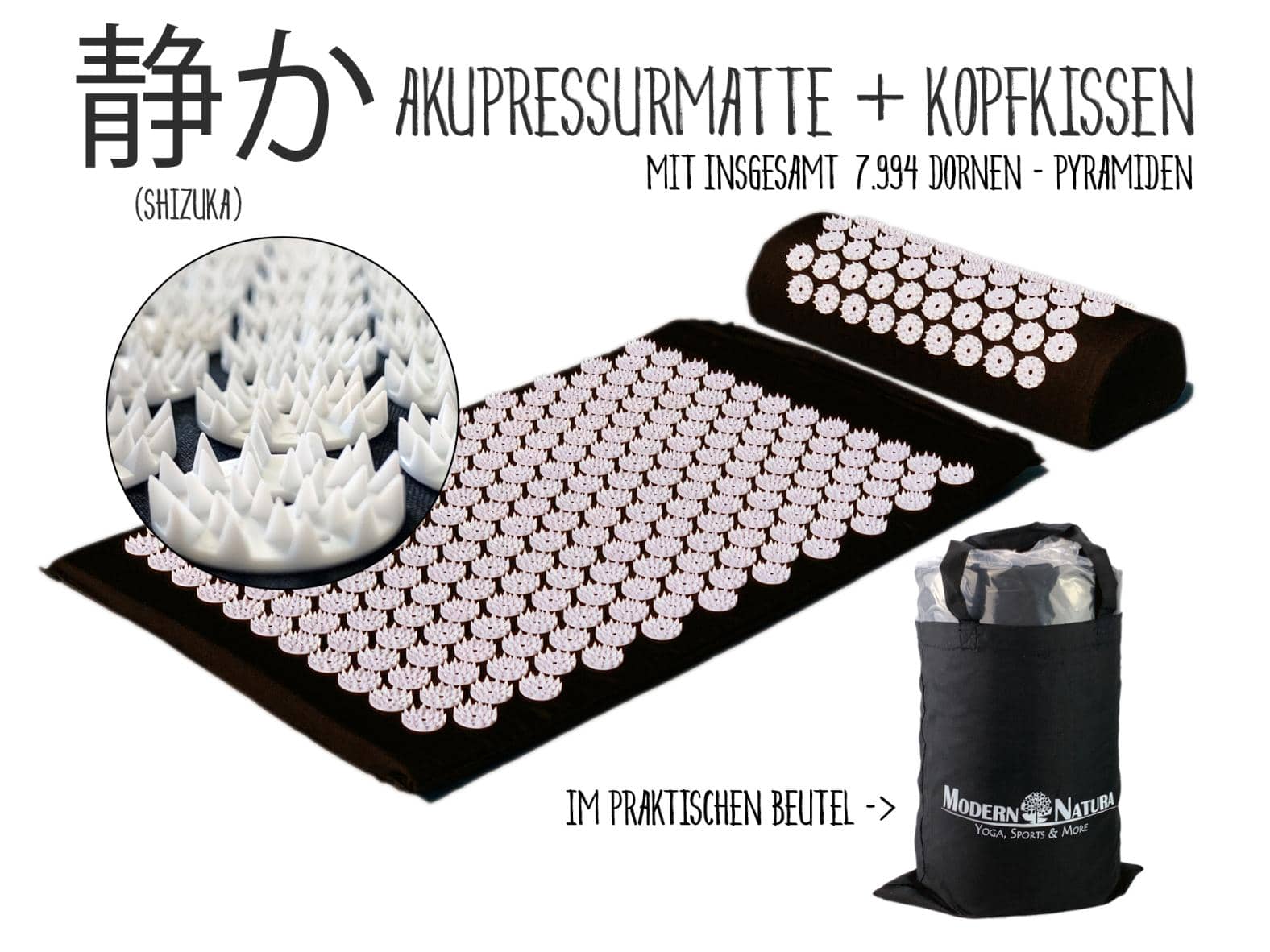 Akupressur-Set "Shizuka" - Doppelpack (2er Set) - Akupressurmatte + Kopfkissen - Modern Natura - Shakti Matte