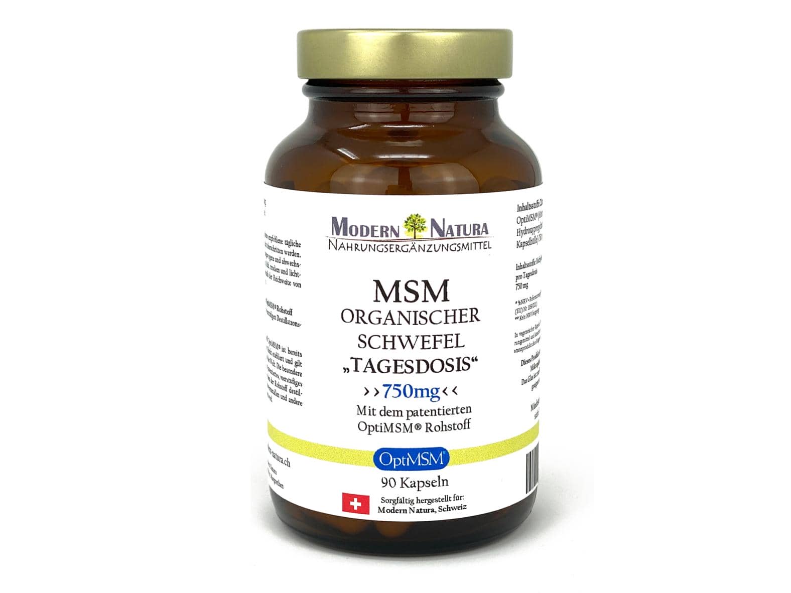 OptiMSM® - Organischer Schwefel Kapseln "Tagesdosis" MSM Schwefel - Vegan & Glutenfrei (90 Kapseln) Methylsulfonylmethan