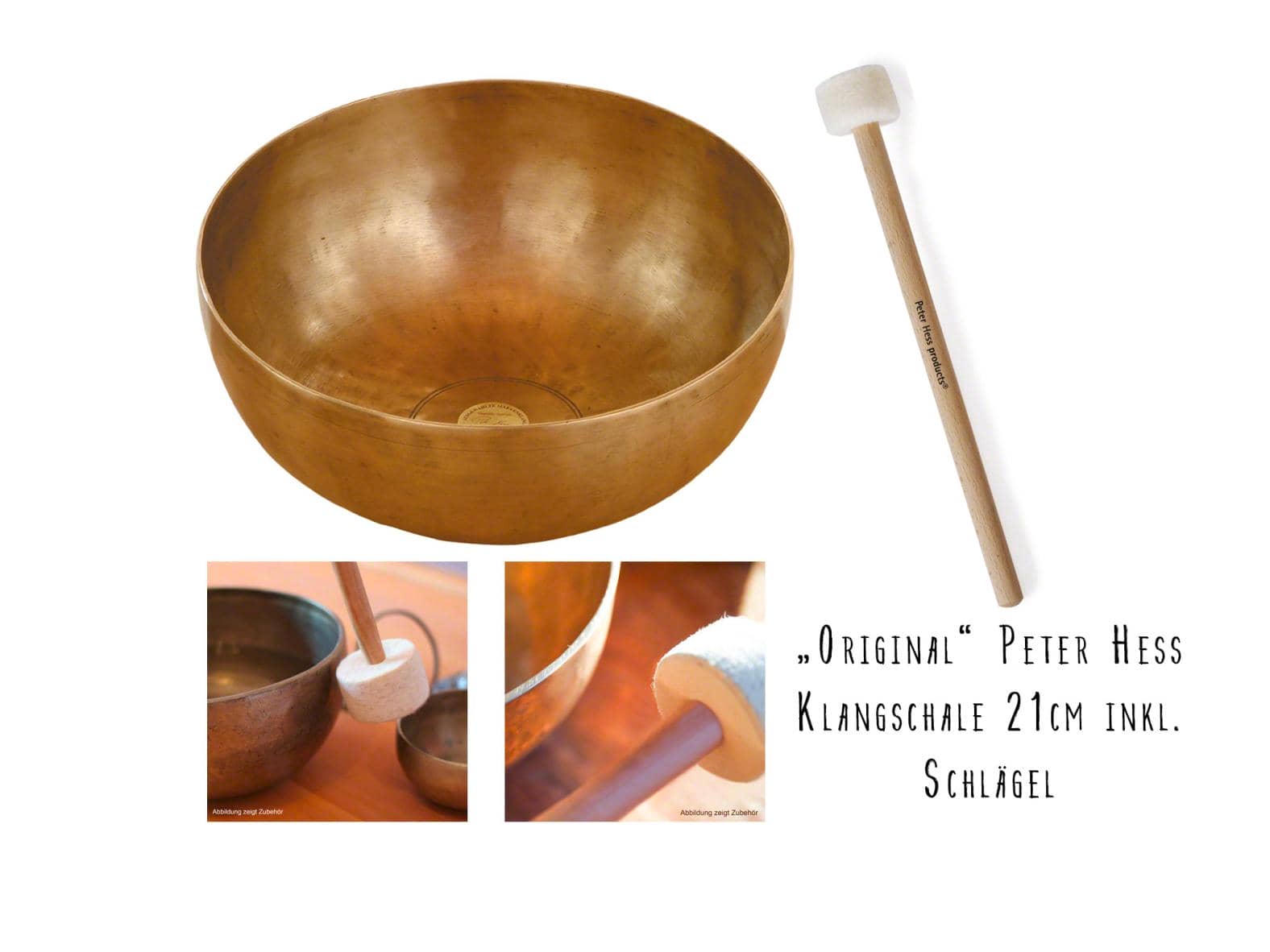 Peter Hess Klangschale Gelenk-/Universalschale, Ø 21 cm, 900-1000 g - inkl. Schlägel phFS-2w