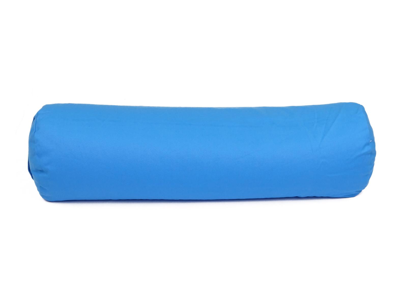 Yoga Bolster / Rolle "Azur" (70 x 20 cm Gross, Rund) - Yoga Kissen / Meditationskissen (Schweizer BIO Dinkelspelz)