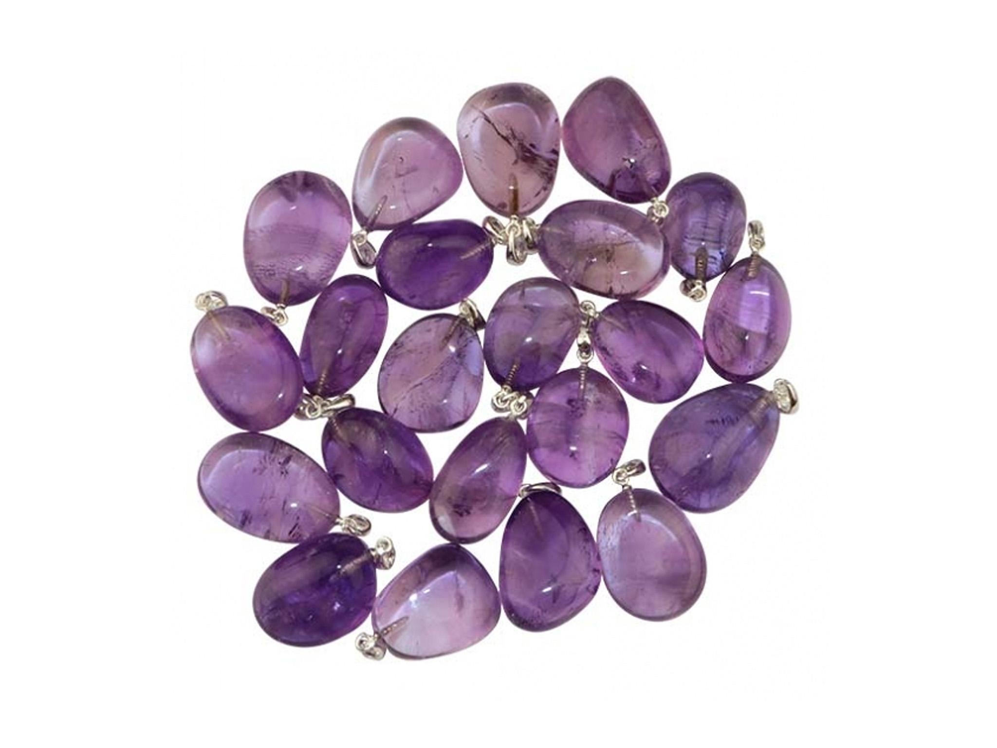 Amethyst Anhänger mit 925er Silberöse - Edelstein / Heilstein - inkl. 1m Leder- oder Kunstleder Halsband (Schmuckstein)