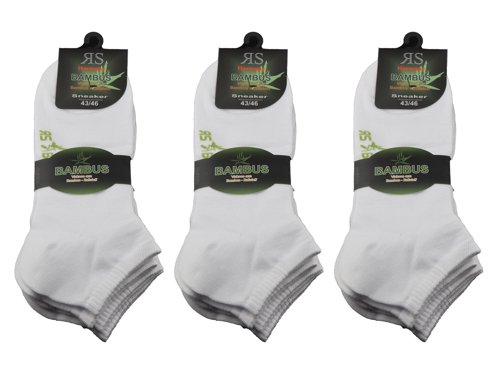 Bambus Sneaker Socken (9 Paar) - Unisex - Weiss - Sportlich