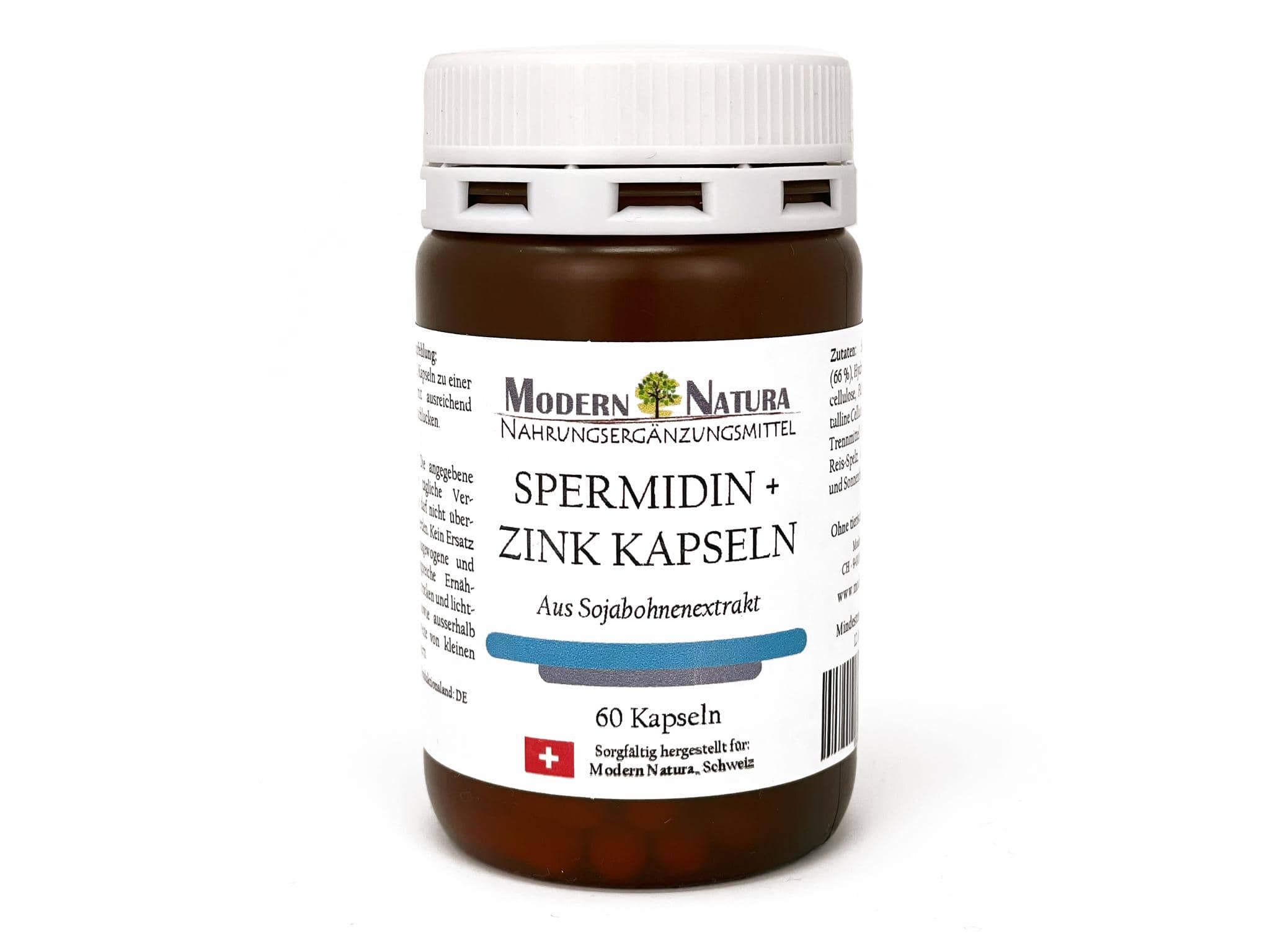 Spermidin + Zink 60 Kapseln - Aus Sojabohnenextrakt - Ausreichend für 1 Monat - Monoaminopropylputrescin