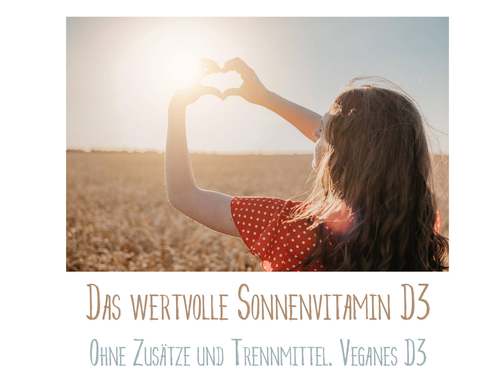 Vitamin D3 Kapseln "Sonnenkraft" - 1x 90 Kapseln Einzelglas - Vegan & Glutenfrei - (Cholecalciferol 2800 IE. pro Kapsel)