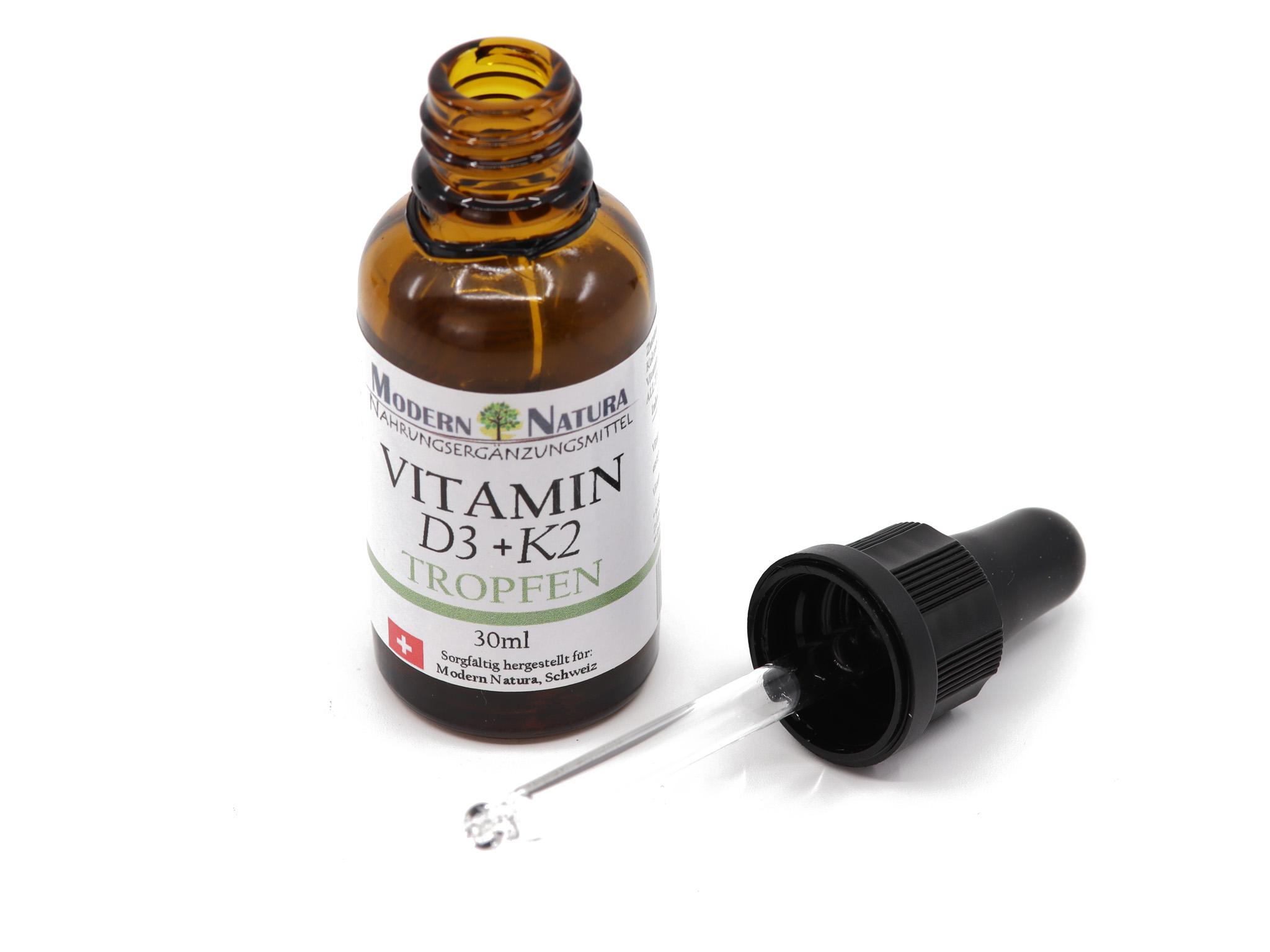 Sonnenkraft Vitamin D3 + K2 Tropfen - 30 ml Fläschchen (Flüssig, Vegan)