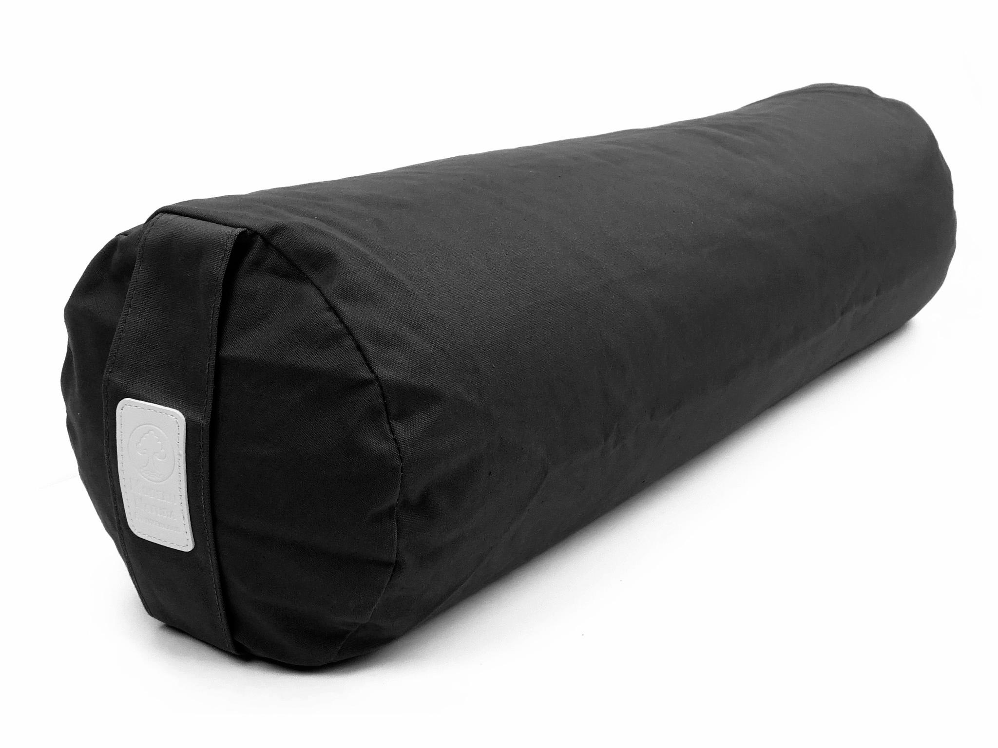 Yoga Bolster / Rolle "Mitternacht" (70 x 20 cm Gross, Rund, Farbe Schwarz) - Yogabolster / Meditationsbolster (Schweizer BIO Dinkelspelz)