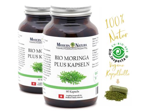 BIO Moringa Oleifera Doppelpack - 500mg Blattpulver (2x90 Kapseln, Vegan & Glutenfrei)