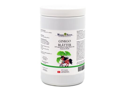 Ginkgo Pulver für Hunde & Pferde 400 Gramm - Ergänzungsfuttermittel für bessere Durchblutung und kognitive Funktionen