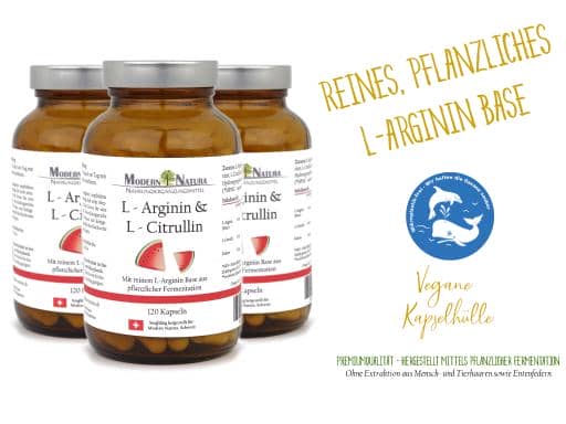 L-Arginin & L-Citrullin - 3x 100 Kapseln Dreierpack - Vegan & Glutenfrei - Reines L-Arginin Base