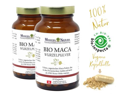 BIO Maca - 2x 90 Kapseln Doppelpack - 700mg Macawurzelpulver - Vegan & Glutenfrei