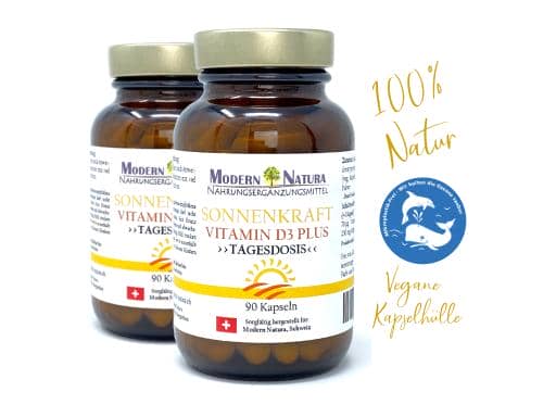 Vitamin D3 Kapseln "Sonnenkraft" - 2x 90 Kapseln Doppelpack - Vegan & Glutenfrei - (Vitamin D 2800 IE. pro Kapsel)